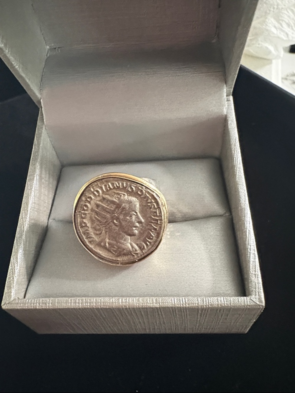 Gold-Tone Coin Statement Ring size 7